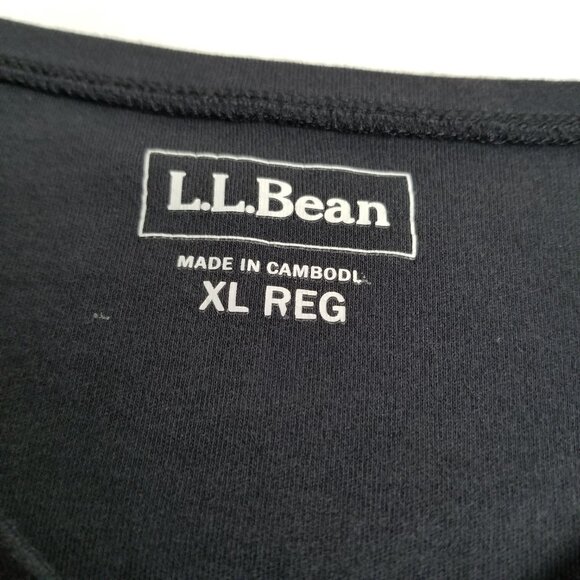 LL Bean Womens Black Cotton V Neck Tee XL Casual Relaxed Fit 3/4 Sleeve Capsule - Picture 4 of 10